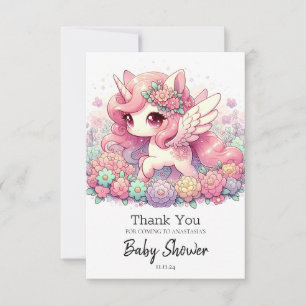 Elegant eenhoorn Baby shower Bedankkaart