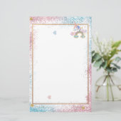 Elegant eenhoorn glitter briefpapier (Staand voorkant)