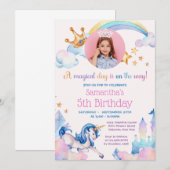 Elegant eenhoorn regenboogdiamanten kroonverjaarda kaart (Voorkant / Achterkant)