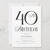 Elegant eenvoudig 40e verjaardagsfeest kaart (Voorkant)