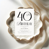 Elegant eenvoudig 40e verjaardagsfeest kaart