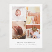 Elegant eenvoudig 4 foto Baby shower Dank u Briefkaart (Voorkant)