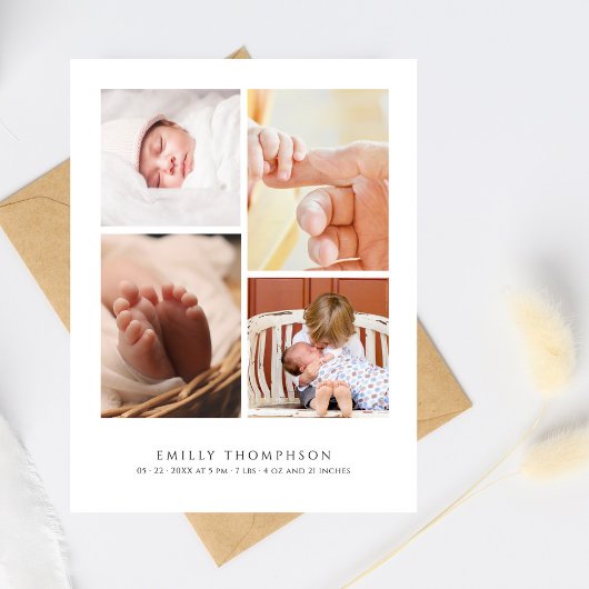 Elegant eenvoudig 4 foto Baby shower Dank u Briefkaart