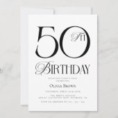 Elegant eenvoudig 50e verjaardagsfeest kaart (Voorkant)