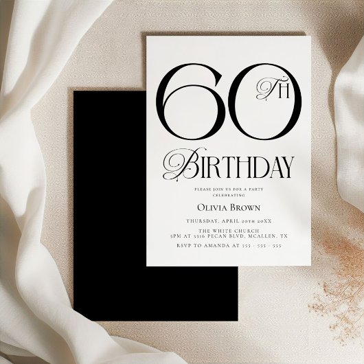 Elegant eenvoudig 60e verjaardagsfeest kaart