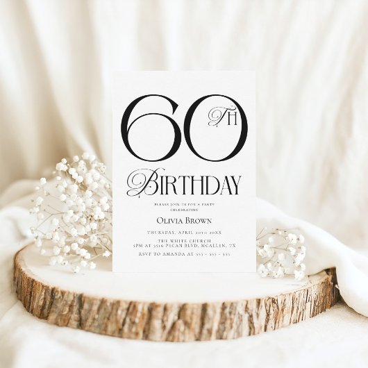 Elegant eenvoudig 60e verjaardagsfeest kaart