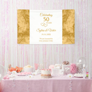 Elegant Eenvoudig Aangepast Goud 50e Jubileum Part Spandoek