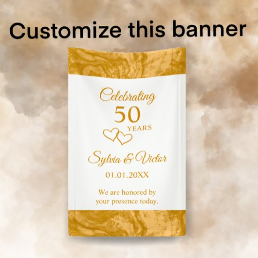 Elegant Eenvoudig Aangepast Goud 50e Jubileum Part Spandoek