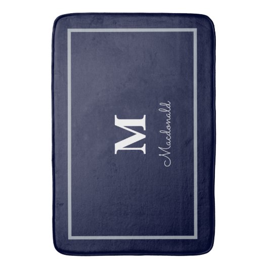 Elegant Eenvoudig Aangepast Monogram Badmat (Voorkant Verticaal)