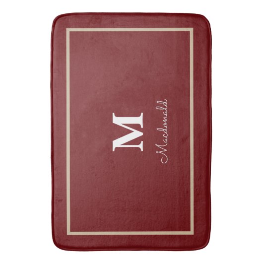 Elegant Eenvoudig Aangepast Monogram Badmat (Voorkant Verticaal)
