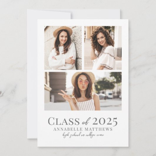 Elegant eenvoudig Afstuderen foto collage Afstuder Aankondiging (Voorkant)