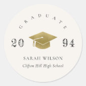 Elegant, eenvoudig Afstuderen Gold Foil met minima Ronde Sticker (Voorkant)