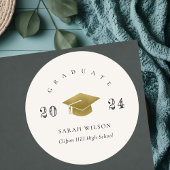 Elegant, eenvoudig Afstuderen Gold Foil met minima Ronde Sticker