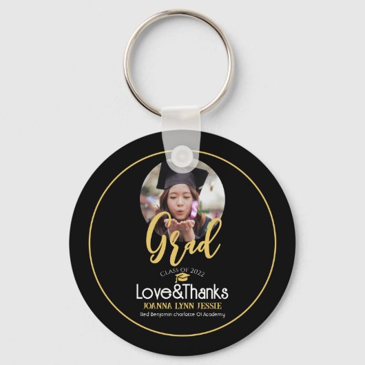 Elegant eenvoudig Afstuderen goud Pet Bedankt Scri Sleutelhanger (Voorkant)