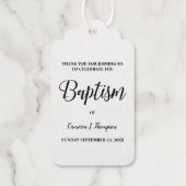 Elegant eenvoudig Baby-doopschrift Cadeaulabels (Achterkant)