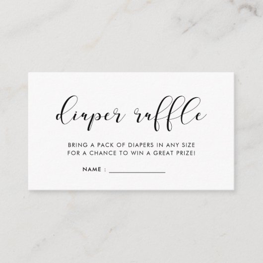 Elegant & eenvoudig baby showers luier loterijinze informatiekaartje (Voorkant)