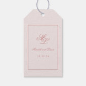 Elegant eenvoudig Bagagelabel roze monogram Cadeaulabel (Achterkant)