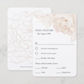 Elegant eenvoudig beige Peony-RSVP met keuze uit m RSVP Kaartje (Voorkant / Achterkant)