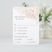 Elegant eenvoudig beige Peony-RSVP met keuze uit m RSVP Kaartje (Staand voorkant)