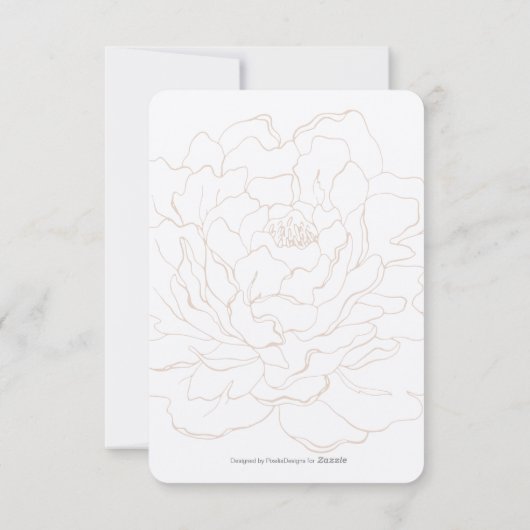 Elegant eenvoudig beige Peony-RSVP met keuze uit m RSVP Kaartje (Achterkant)