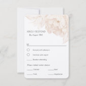 Elegant eenvoudig beige Peony-RSVP met keuze uit m RSVP Kaartje (Voorkant)
