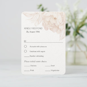 Elegant eenvoudig beige Peony-RSVP met keuze uit m RSVP Kaartje