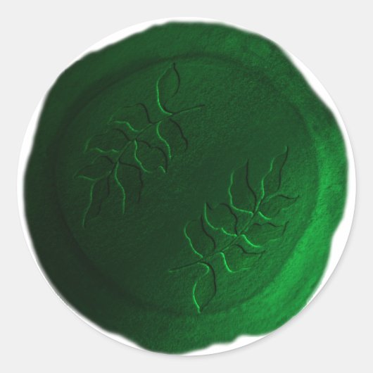 Elegant Eenvoudig Bladontwerp Wax Seal Look Sticke Ronde Sticker (Voorkant)