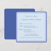 Elegant Eenvoudig Blauw Dokter Pensioen Partij Kaart (Voorkant / Achterkant)