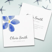 Elegant Eenvoudig Blauw Waterverf Bloemenschoonhei Vierkante Visitekaartje