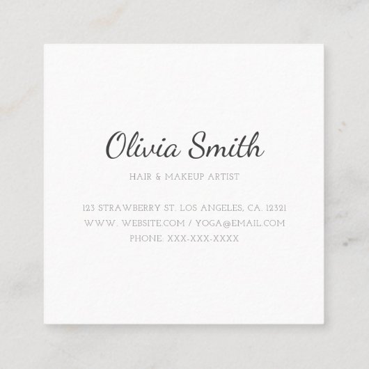 Elegant Eenvoudig Blauw Waterverf Bloemenschoonhei Vierkante Visitekaartje (Achterkant)