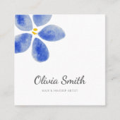 Elegant Eenvoudig Blauw Waterverf Bloemenschoonhei Vierkante Visitekaartje (Voorkant)