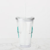 Elegant Eenvoudig Blauwgroen Groen Zwart Monogram Acryl Drinkbeker (Rechts)