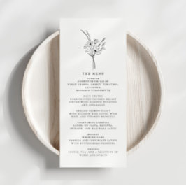 Elegant Eenvoudig Bloemen Bruiloft Receptie Menu