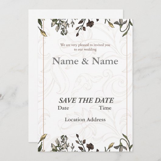 Elegant Eenvoudig Bloemen  Kaart (Voorkant / Achterkant)