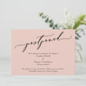 Elegant Eenvoudig Blush Roze Uitgestelde Bruiloft  Kaart (Staand voorkant)