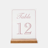 Elegant Eenvoudig Blush Tafelnummer Acryl Bord (Voorkant)