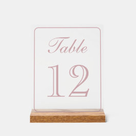 Elegant Eenvoudig Blush Tafelnummer Acryl Bord