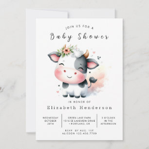 Elegant Eenvoudig Boerderij Koe Baby shower Kaart