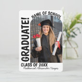 Elegant eenvoudig boogfotoneutraal afstuderen aankondiging (Staand voorkant)