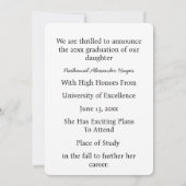 Elegant eenvoudig boogfotoneutraal afstuderen aankondiging (Achterkant)