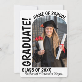 Elegant eenvoudig boogfotoneutraal afstuderen aankondiging