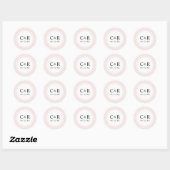 Elegant Eenvoudig Bord Roze Bruiloft Monogram Ronde Sticker (Vel)