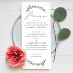 Elegant eenvoudig botanisch bloemenschrift bruilof menu<br><div class="desc">Elegant zwart-wit bloemmenu met eenvoudig script voor botanische tuin bruiloft. Geschikt voor Verjaardag / Jubileum / Repeteerdiner / Vrijgezellenfeest / vrijgezellenfeest.</div>