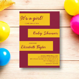 Elegant eenvoudig Bourgondië en goud chique Baby s Kaart