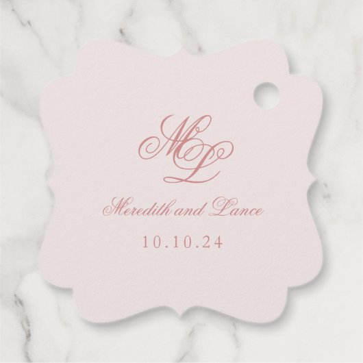 Elegant Eenvoudig Bracket Roze Monogram Label (Achterkant)