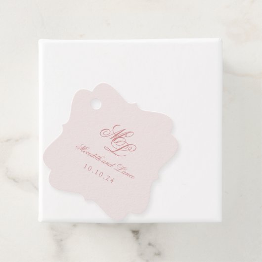 Elegant Eenvoudig Bracket Roze Monogram Label (In situ)