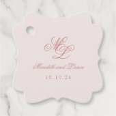 Elegant Eenvoudig Bracket Roze Monogram Label (Voorkant)