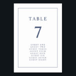 Elegant eenvoudig bruilofttafel-nummer kaart<br><div class="desc">Elegant Simple Wedding Table Number. Dit elegante en minimalistische lijstnummer van de grensbruiloft is voorzien van een dunne blauwe grens voor de marine met blauw marinekaart en script. Overeenkomende objecten bevinden zich in de 'Klassieke grens'-bruiloft van de marine.</div>