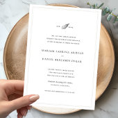 Elegant Eenvoudig Calligrafie Monogram Wit Bruilof Kaart