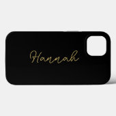 Elegant Eenvoudig Chique Zwart en Goud Script Mono Case-Mate iPhone Case (Achterkant (horizontaal))